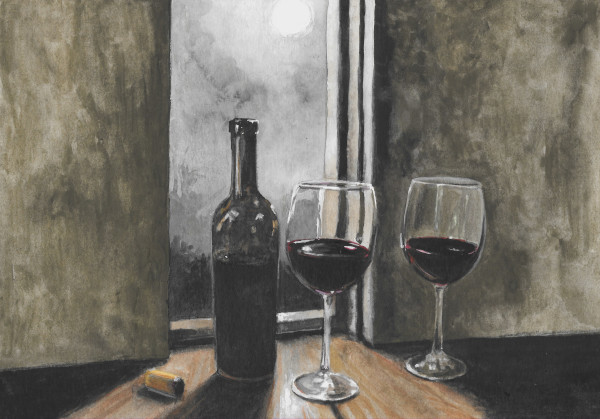 Drinking Games 3 (I'm gonna have a drink, walk around), 2024, Watercolour on Paper, 8 by 10 Inches