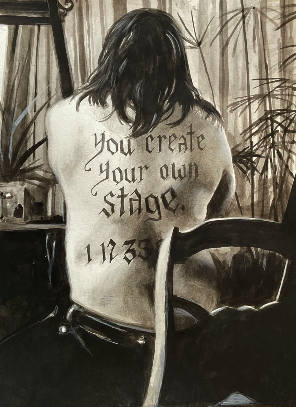 Battle Jacket (A Cure For Pain), Fortunate Sons 5, 2024, Mixed Media on Paper, 18 by 12 Inches