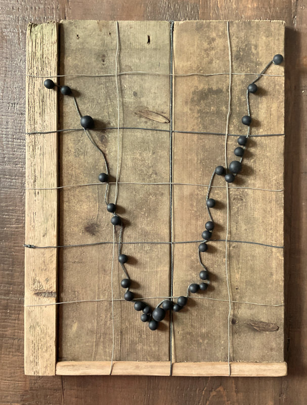 A Function of Loss (Data Doesn't Suffer 2), 2025, Mixed Media, Wood Wire Glue Nails and Paint, approximately 18 by 12 Inches