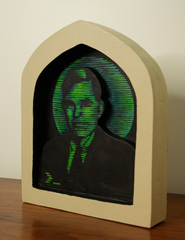 Icon of Saint Turing, 2025, Acrylic on Wood, 9 by 11 Inches