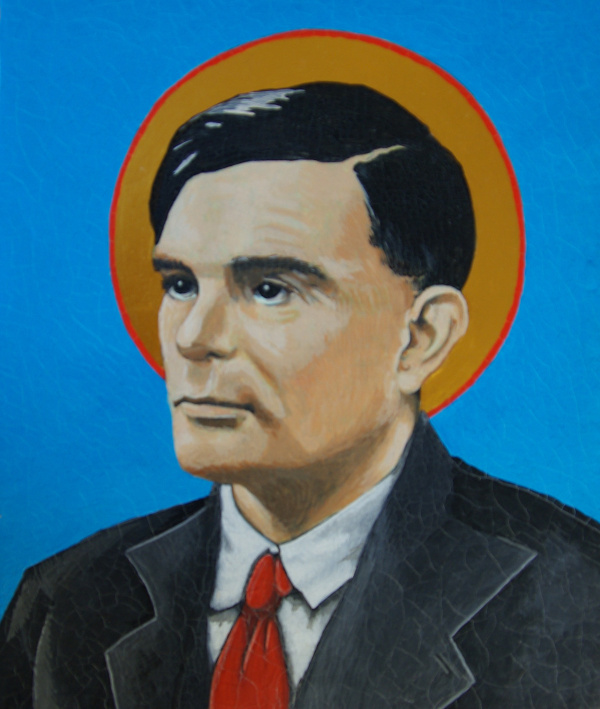 Portrait of Saint Turing, 2010, Egg Tempera on Panel, 11 by 9 Inches