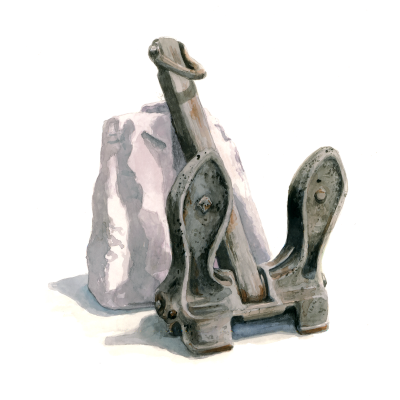 Anchor (Monument Series 3), 2023, Watercolour on Paper, 8 by 8 Inches